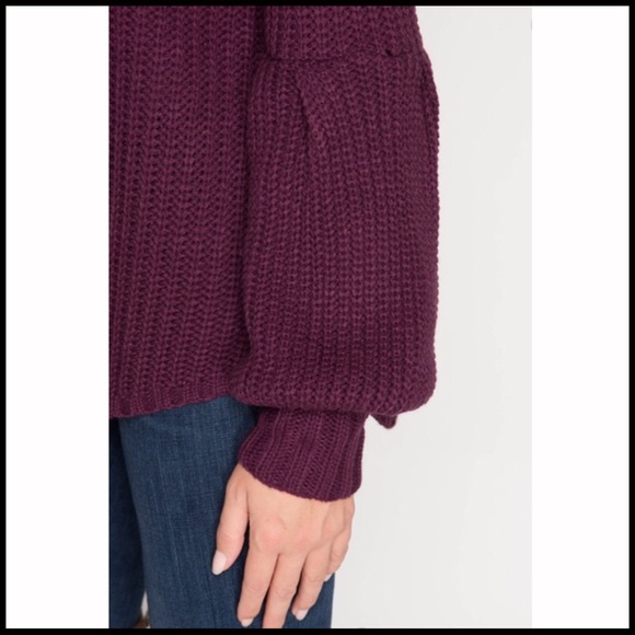 Lantern Sleeve Off-Shoulder Sweater - Picture 7 of 7